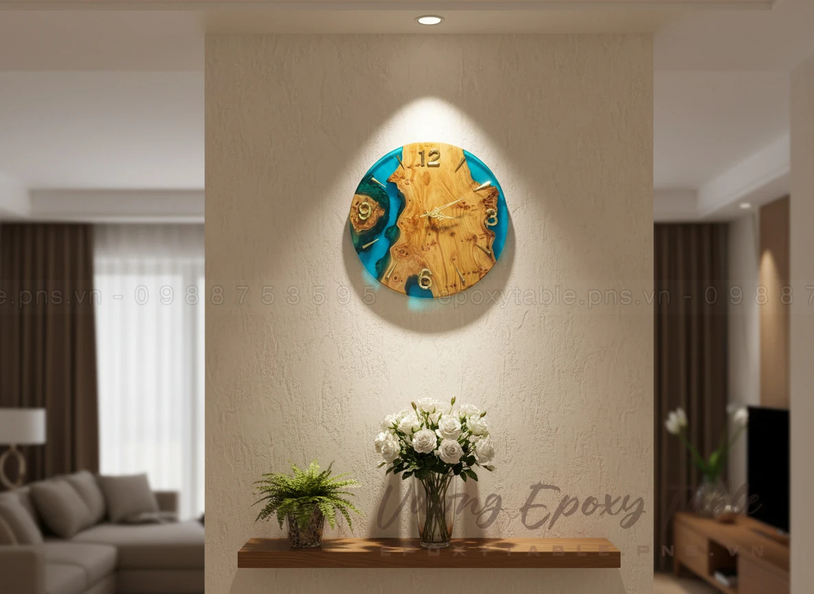 Đồng hồ treo tường Epoxy Resin loại tròn - Ảnh 14