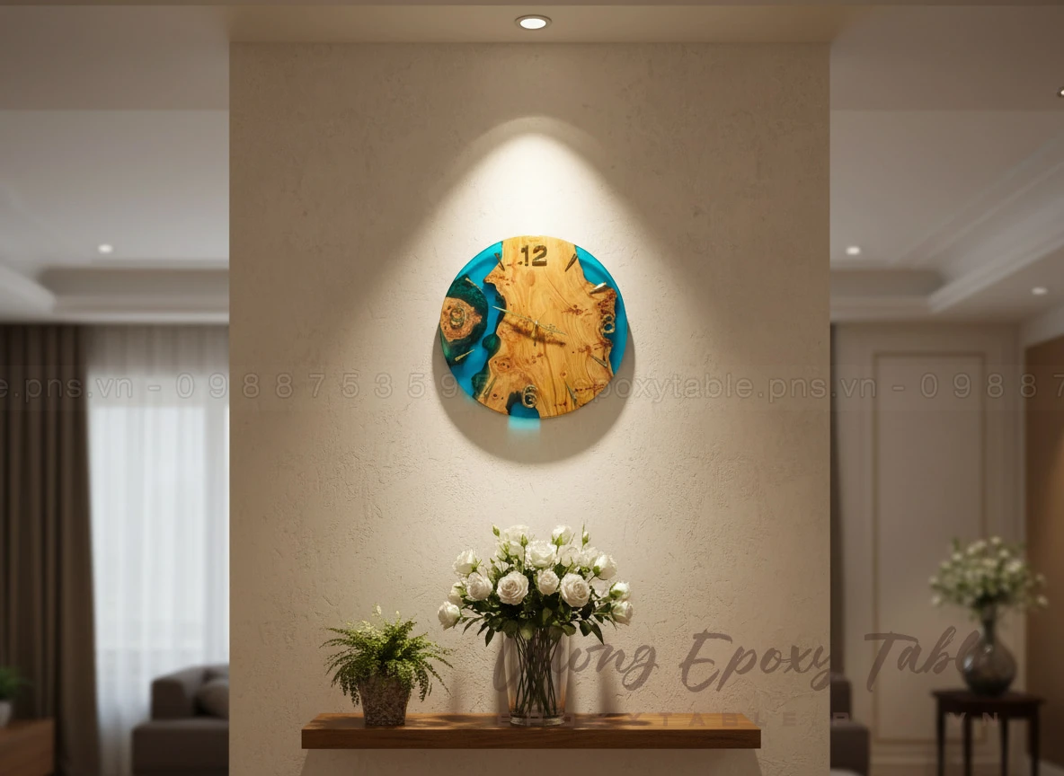 Đồng hồ treo tường Epoxy Resin loại tròn - Ảnh 15