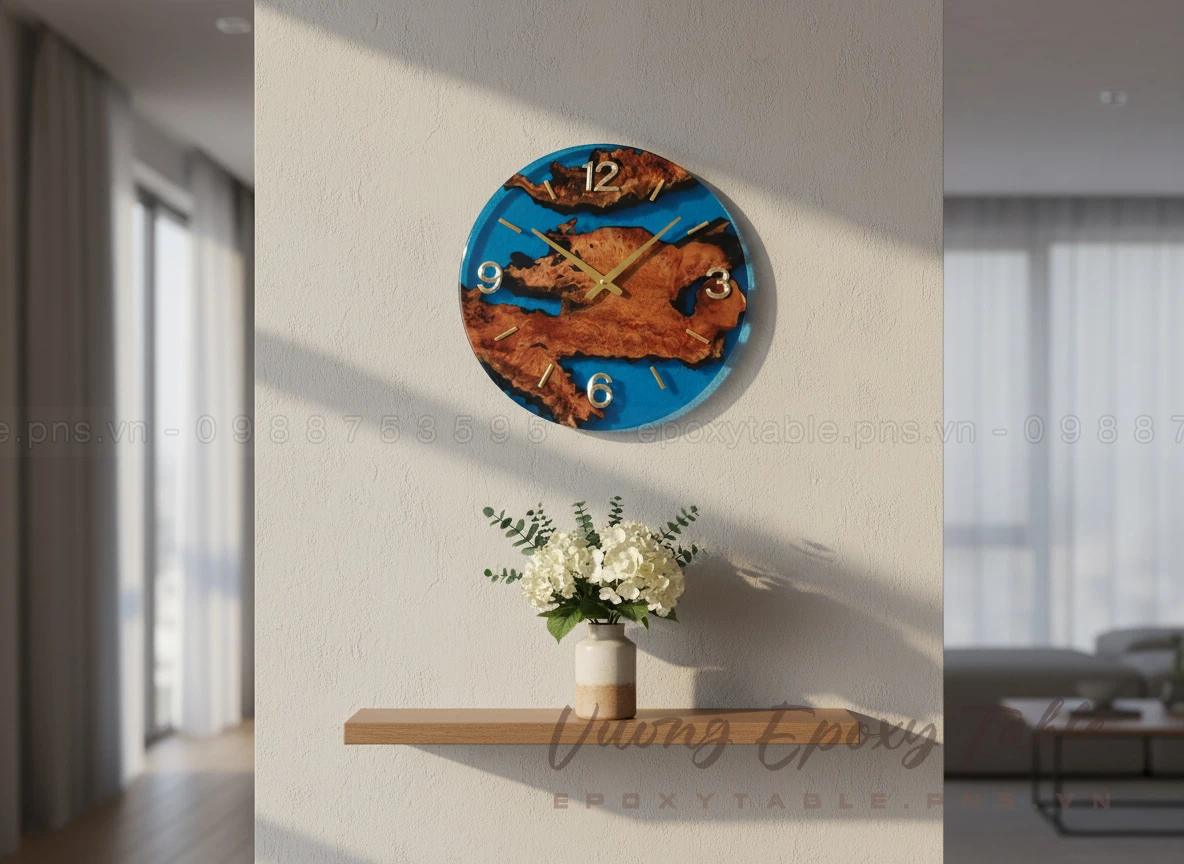 Đồng hồ treo tường Epoxy Resin loại tròn - Ảnh 9